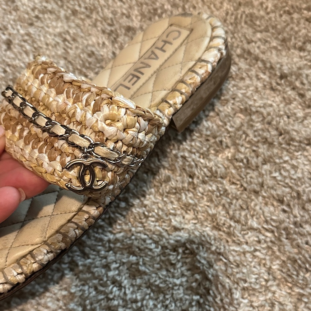 Chanel Beige Quilted Mules with Chain Detail - Picture 6 of 6